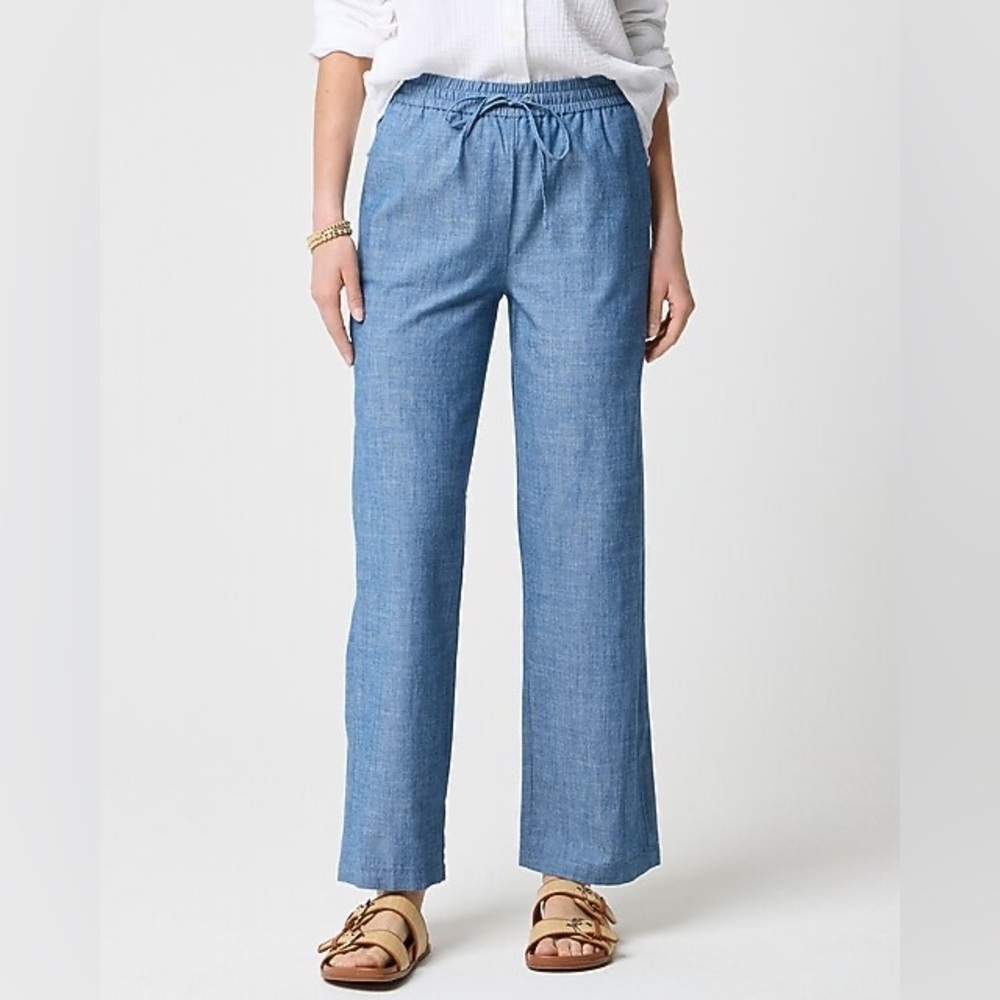 JCrew Casual Blue Drawstring Pants Sz 10 100% cotton summer spring